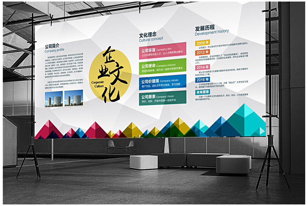 企业形象墙、企业文化墙、公司背景墙制作重要性 - 上海索图标牌有限公司